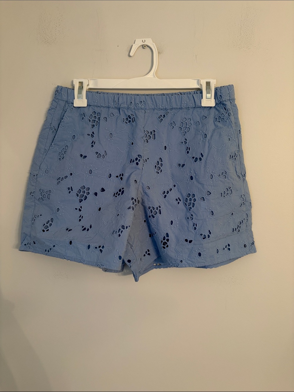 Everlane Hydrangea Blue High Waisted Eyelet Short Size Small NWT